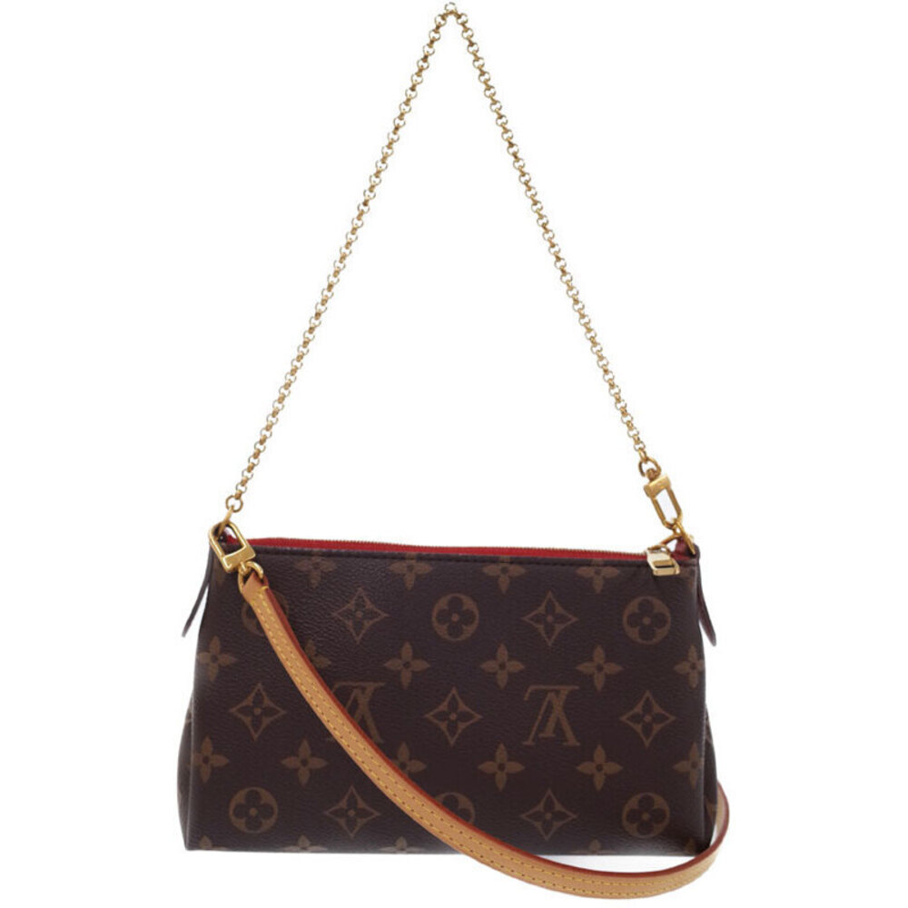 Louis Vuitton Leather Bag Monogram Clutch Pallas Brown